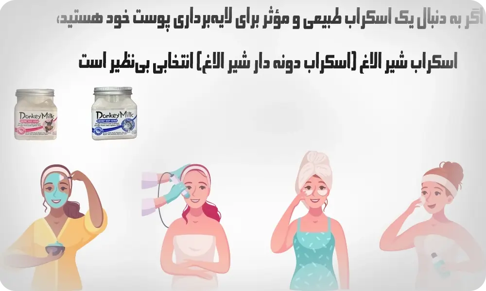 اسکراب شیر الاغ اصل | لایه‌بردار پوست با دانکی میلک